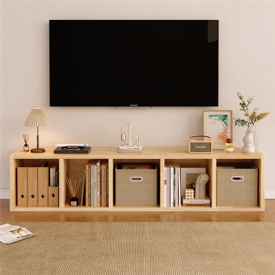  电视柜书架一体落地置物柜去客厅化书柜靠墙储物柜格子柜矮柜