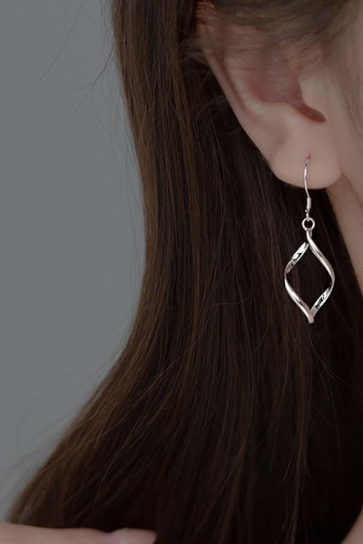 s925纯银长款树叶流苏耳环个性几何设计感耳坠夸张螺旋叶子耳饰品送女朋友老婆情人节七夕生日礼物