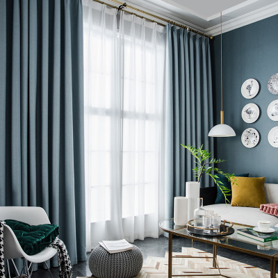 京城派 遮光窗帘北欧简约现代挂钩人字纹窗帘加厚打孔窗帘飘窗客厅帘子遮阳布纯色轻奢卧室挂钩窗帘