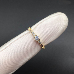 七夕S925纯银戒指小碎钻金色钻戒纤细显瘦日系小清新女戒送女闺蜜送女朋友老婆情人节七夕生日礼物