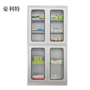 豪利特文件柜不锈钢柜子储物柜资料柜档案柜带锁文件柜201上下玻文件柜