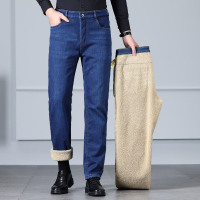 中高腰品质男士加绒牛仔裤轻奢商务弹力直筒裤男耐磨抗皱裤子