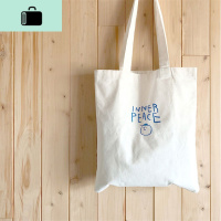 韩版ins帆布包女单肩包文艺森系帆布袋学生手提大容量日系帆布包NEW LAKE 米白色女士单肩包