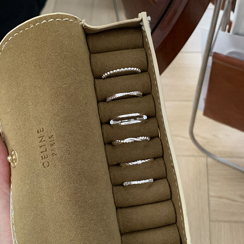 s925纯银简约几何戒指合集日常百搭叠戴食指戒女款高级感指环
