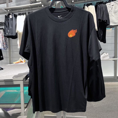 NIKE/耐克男子新款休闲运动篮球印花圆领 纯棉T恤 FZ8082-010 C