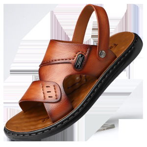 凉鞋男士夏季2025新款真皮防滑沙滩鞋男款外穿开车两用凉拖鞋子潮