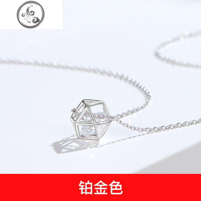 S999纯银韩版简约学生森系网红锁骨链吊坠魔方项链女 JiMi