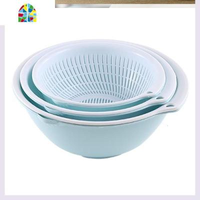 加厚蔬果塑料兰子洗菜篮厨房控水商用溧水水果盆过滤水果盘网 FENGHOU 圆形3件套(6个)