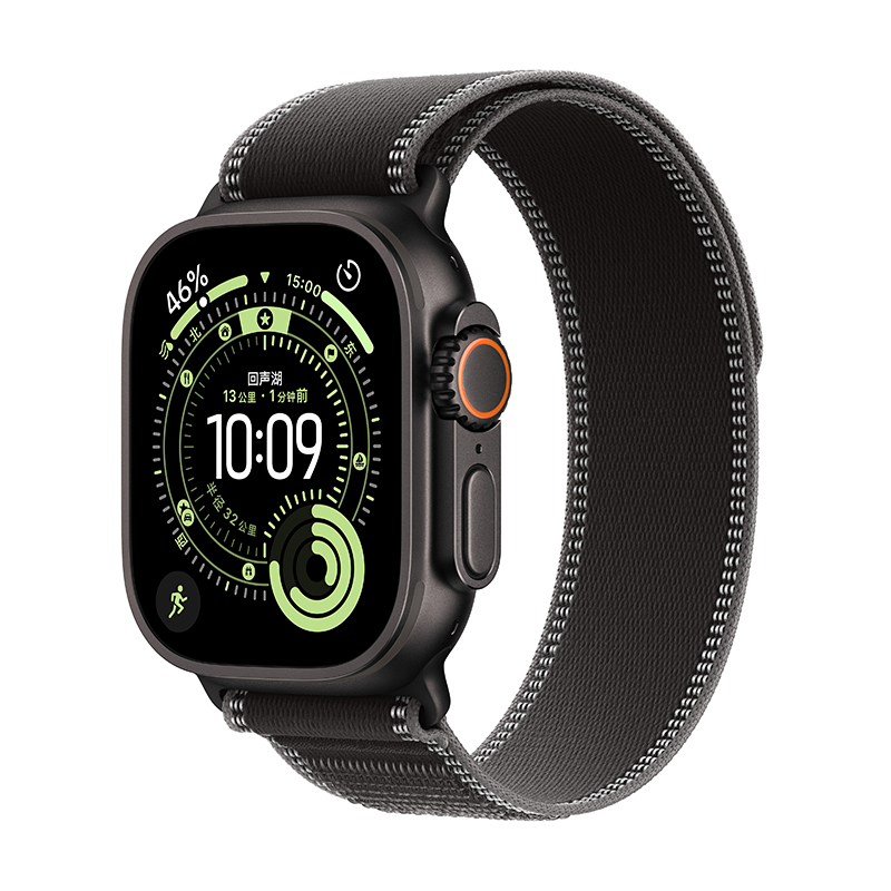 Apple Watch Ultra3 蜂窝 49毫米黑色钛金属表壳 黑配木炭色野径回环式表带-S/M