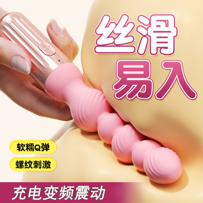 谜姬男女通用后庭拉珠肛塞阴肛共用肛门塞小号硅胶震动棒前列腺按摩器欲情情趣玩具女用自慰器成人用品