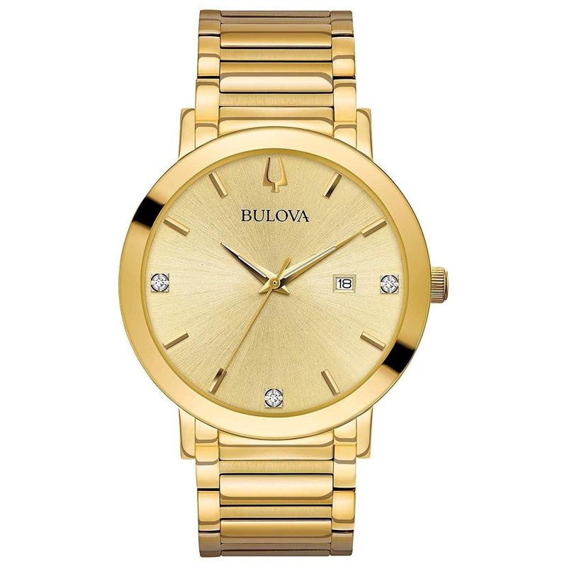 宝路华bulova 欧美腕表 新款金表 镶钻表盘 时尚百搭商务 钢带石英表