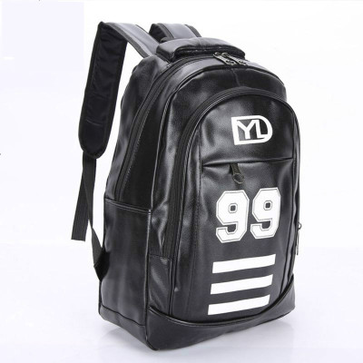 男士双肩包韩版pu双肩背包旅行简约潮流学生书包定制logo