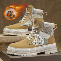 秋冬新款马丁靴男高帮复古运动休闲厚底加绒保暖棉鞋防寒舒适潮鞋
