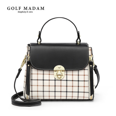高尔夫GOLF轻复古格纹斜挎包时尚英伦女士单肩包潮流大容量手提包优雅休闲