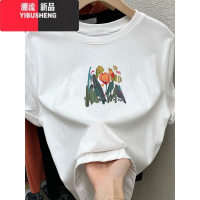 YIBUSHENG咖色短袖t恤女正肩修身不灵不灵上衣新款2024季圆领体恤衫