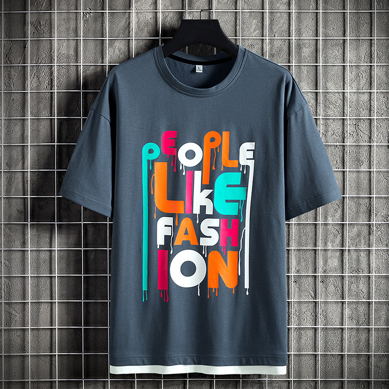 短袖T恤男纯棉夏季新款日系潮牌ins字母印花半袖宽松休闲