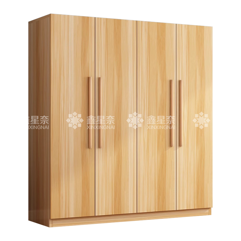 鑫星奈 XXN4022323简约木质衣柜衣服收纳柜 浅胡桃色四门