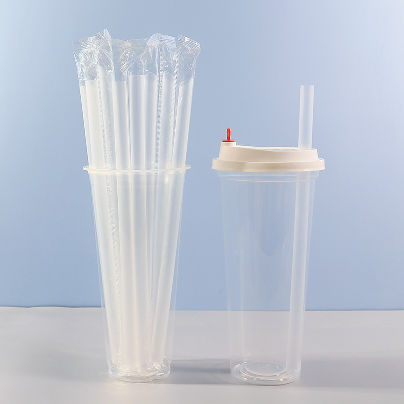 1cm口径一次性食品级独立包装透明吸管 19cm