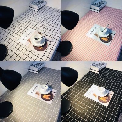 SleepyBear网红少女心书桌布布艺棉麻小清新ins茶几餐桌布北欧格子布可定制