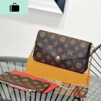 三件套迷你组合包 信封链条手机斜挎包 高质感皮女士摁扣手拿包NEW LAKE 棕黑色拼花色女手包