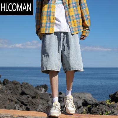HLCOMAN@ 美式做旧牛仔短裤男夏季2024新款宽松男生直筒五分裤