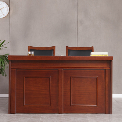 慧采云 办公家具发言台演讲桌培训会议台油漆实木贴皮条形培训桌1.4m