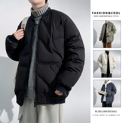 男装大码男士棉服冬季新款潮牌纯色棒球服棉袄休闲保暖棉衣男