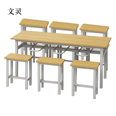 文灵餐桌6人学校食堂小吃店快餐桌椅饭堂防火板桌1800*600*750含椅