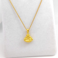 仿黄金铜镀金大肚弥勒佛吊坠实心挂坠项链女 仿真沙金小金佛首饰送女朋友老婆情人节七夕生日礼物