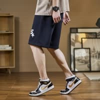 [2.5折价74元]唐狮夏季新款休闲短裤男款中裤宽松休闲潮牌五分裤黑