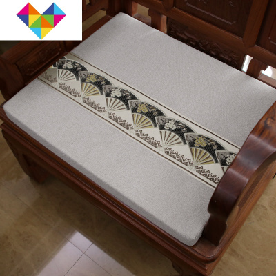 红实木沙发坐垫四季防滑组合套装中式亚麻布太师椅圈椅海绵垫御蓝锦