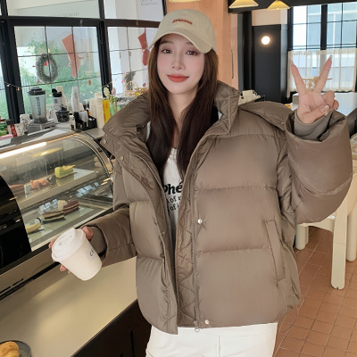 2025年冬季新款高品质超厚棉服短款宽松棉衣小个子连帽面包服外套