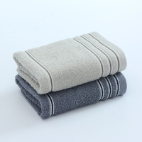 洁丽雅 7377新疆棉毛巾长绒棉A类毛巾2条装 纯棉柔软强吸水洗脸巾 深灰+灰色 70×34cm 80g .