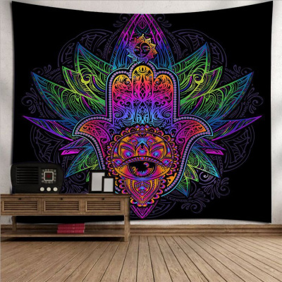 家柏饰(CORATED)波西米亚墙壁装饰挂布床头瑜伽背景布壁画印度曼陀罗挂毯 图六 绒布130高*150宽厘米横款