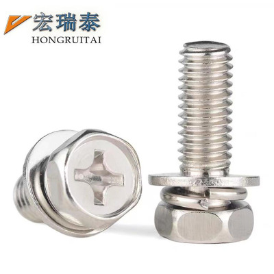 宏瑞泰 不锈钢组合十字槽凹穴六角螺栓 M6*30 100个/包