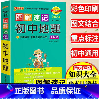 地理 初中通用 [正版]2024PASS绿卡图解速记初中地理知识大全七八年级初一初二地理同步辅导资料会考地理复习资料初中