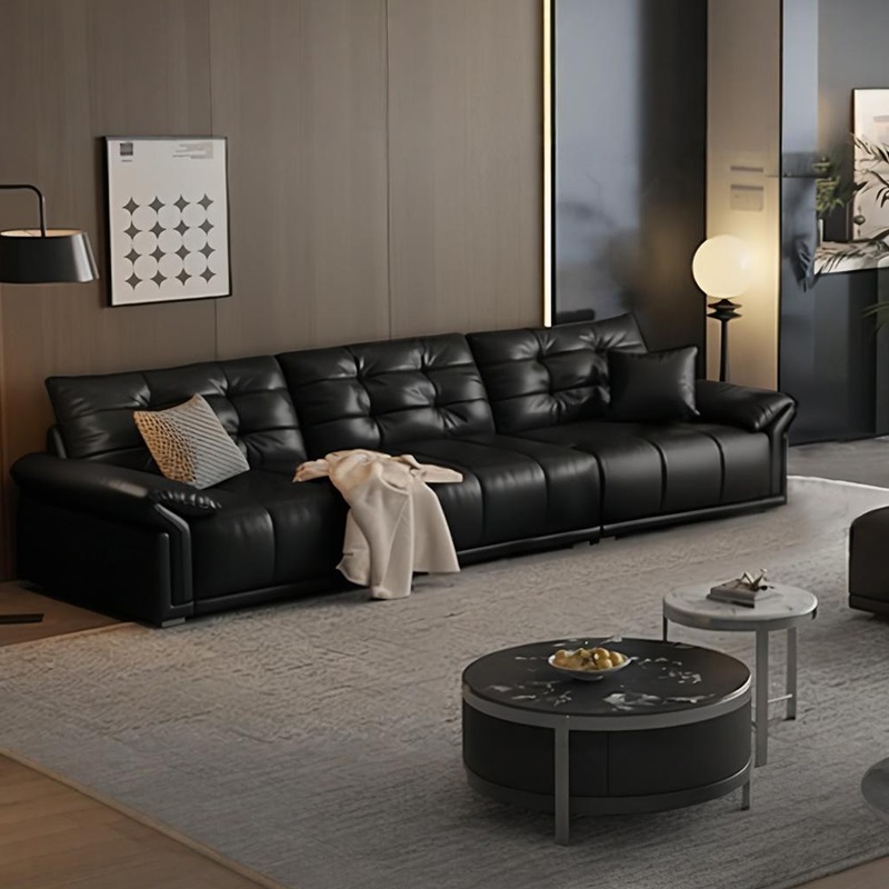 虔度意式极简真皮沙发头层牛客厅小户型直排简约意式轻奢现代皮艺沙发