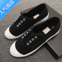 SUNTEK2019春夏新款一脚蹬懒人小白鞋韩版百搭平底休闲学生帆布鞋女单鞋