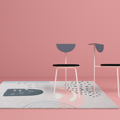 家柏饰(CORATED)灰色轻奢抽象个性卧室地毯满铺欧式现代简约儿童房床边地垫