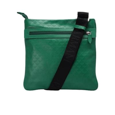 Emporio Armani男士牛皮单肩斜挎包 绿色拉链设计可调节肩带