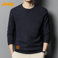 Jeep吉普圆领毛衣男士针织衫新款时尚百搭2024年秋冬季打底上衣男
