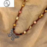 JiMi蝴蝶元素森系复古街头民族风文改良古风毛衣链木珠素优雅秋冬项链