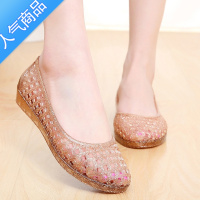 SUNTEK坡跟厚底塑料水晶果冻鞋包头沙滩鞋2017新款韩版洞洞鞋女夏凉鞋潮