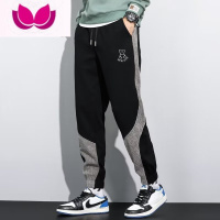 七斓休闲裤男初中学生宽松束脚裤男青少年拼色潮牌哈伦运动卫裤