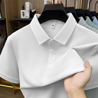 菠萝纹珠地短袖polo衫男款2026夏季新款纯色简约透气休闲男士T恤