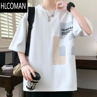 HLCOMAN冰丝短袖t恤男夏季美式宽松半袖上衣男士潮牌设计感小众休闲体恤