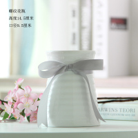 创意陶瓷花瓶现代简约瓷器客厅桌面摆件家居装饰品玫瑰小花器插花 三维工匠 直筒白花瓶