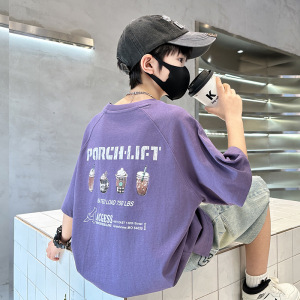儿童装男童短袖T恤2026新款中大童纯棉男孩夏季薄款体恤上衣潮酷t