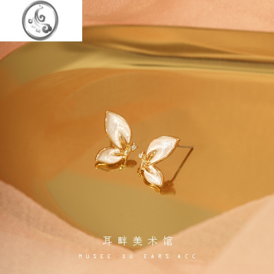 JiMiB蝴蝶耳环小众设计感高级冷性风茶系耳饰轻奢高级感复古百搭耳钉