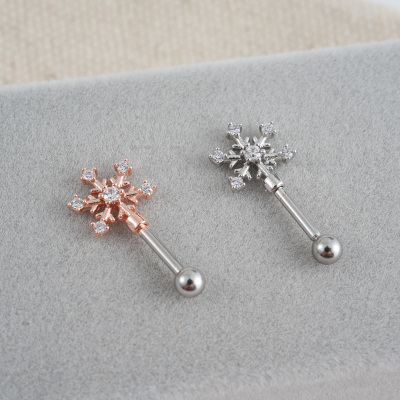 韩国精致立体镶钻雪花耳骨钉氛围耳钉送女朋友老婆情人节七夕生日礼物
